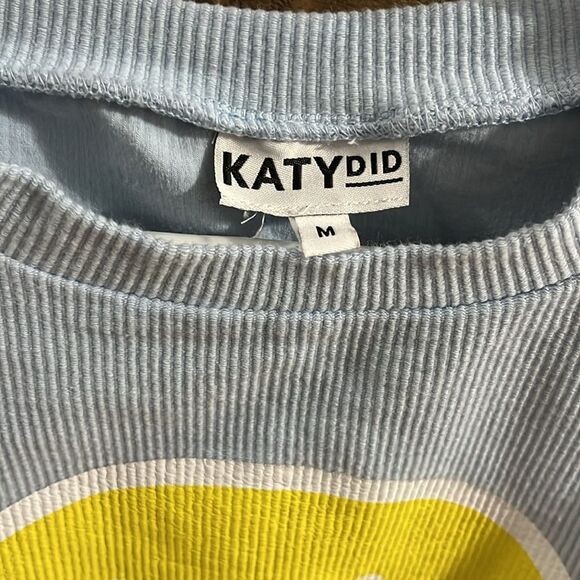 Happy Face Light Blue Ribbed Shirt - Size Medium by Katydid - Picture 6 of 8